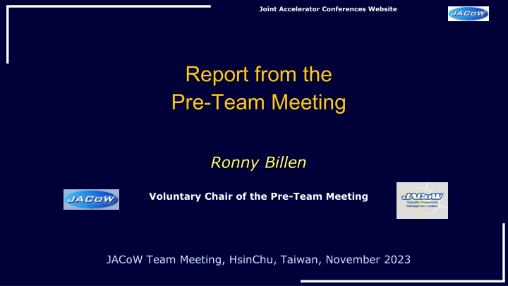 JACoW Pre-Team Meeting Report - November 2023