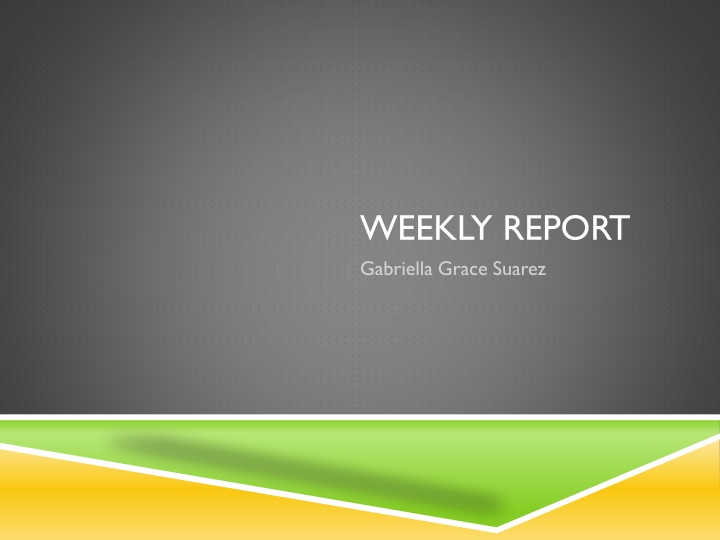 Gabriella Grace Suarez Weekly Report: Goals, Accomplishments, and Plans