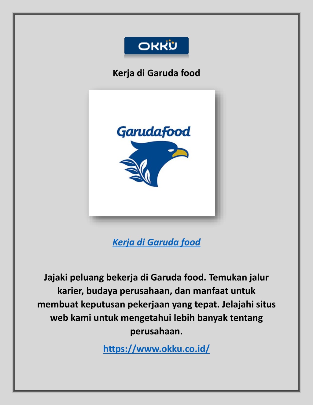 kerja di garuda food l.w