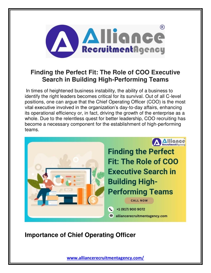 finding the perfect fit the role of coo executive n.w