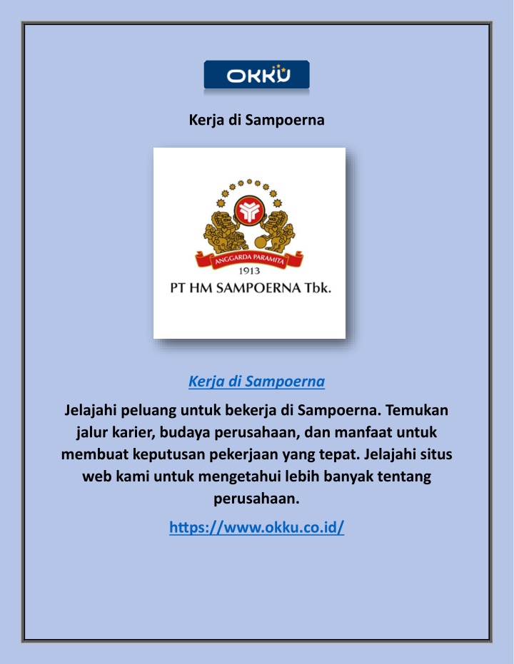 kerja di sampoerna n.w