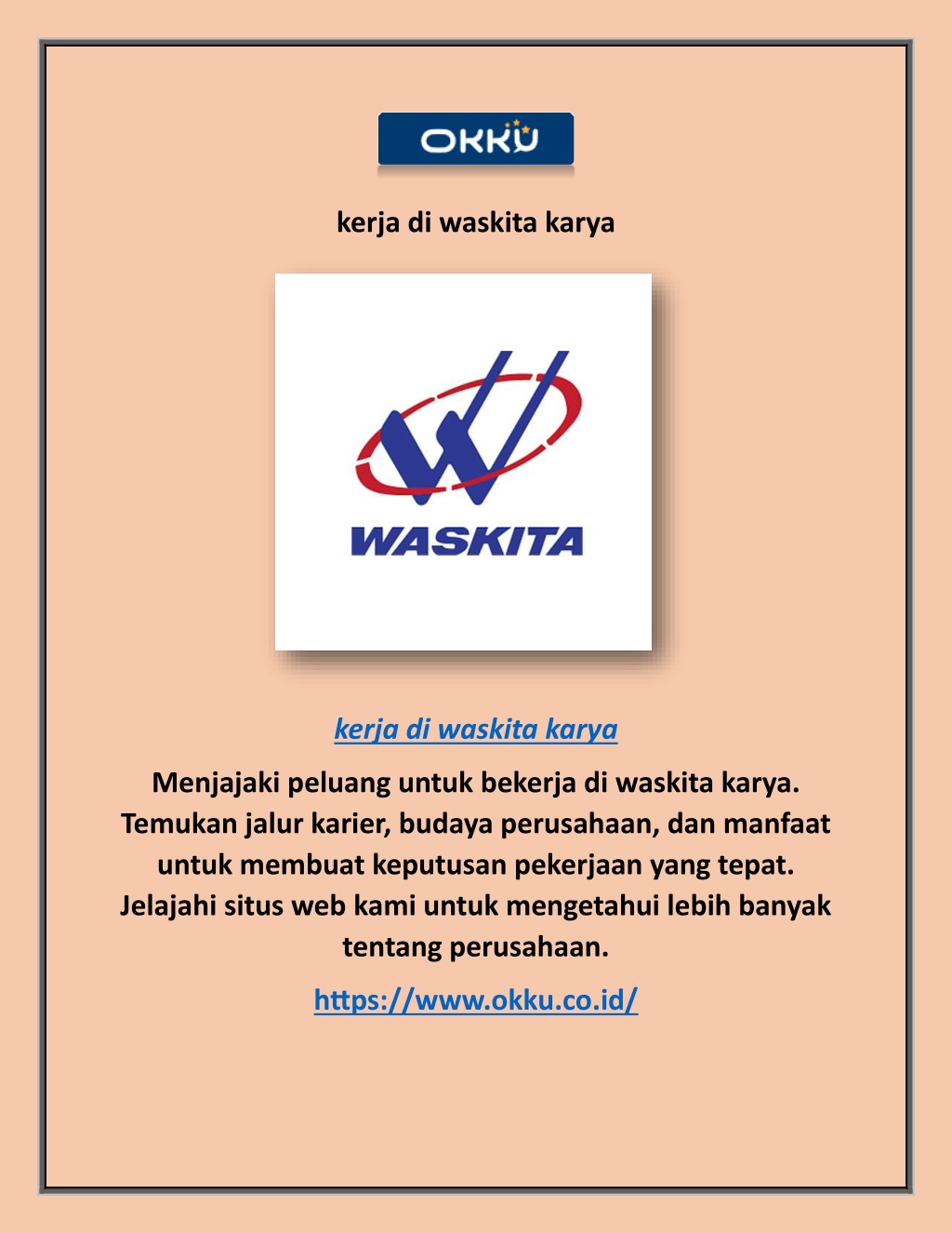 kerja di waskita karya l.w