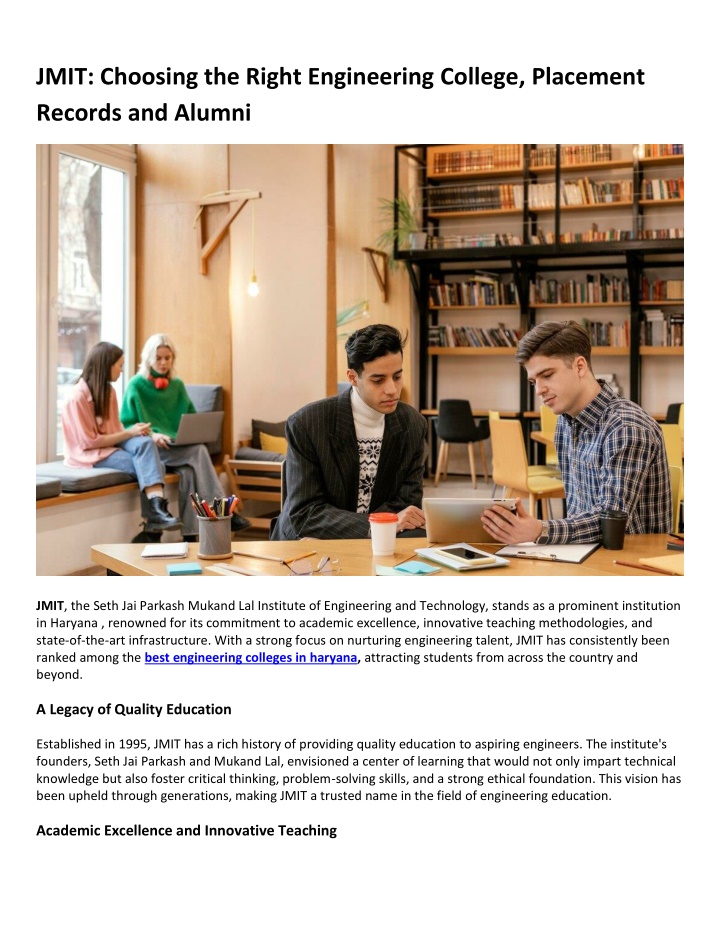 jmit choosing the right engineering college n.w