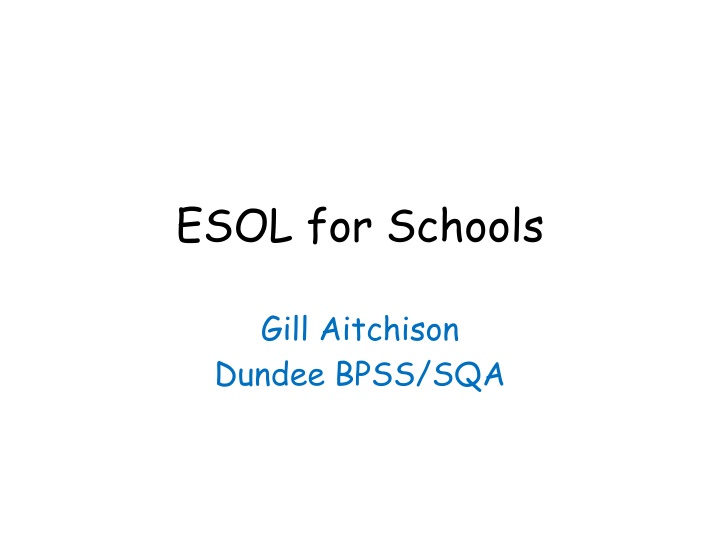SQA ESOL Qualifications for Teachers: Workshop Overview and Guidance
