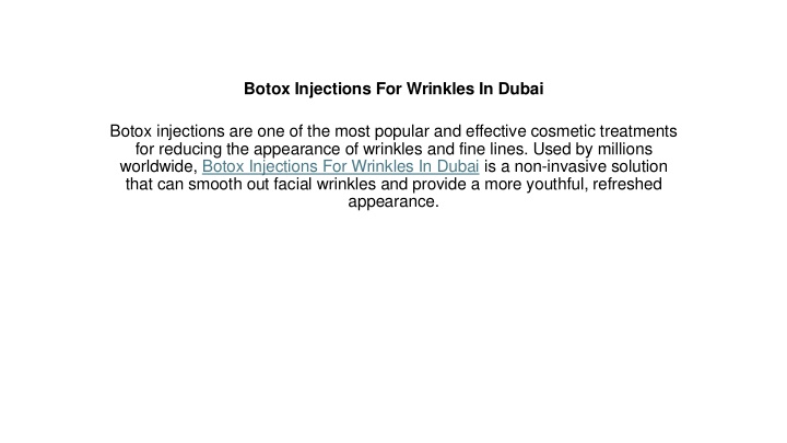 botox injections for wrinkles in dubai n.w