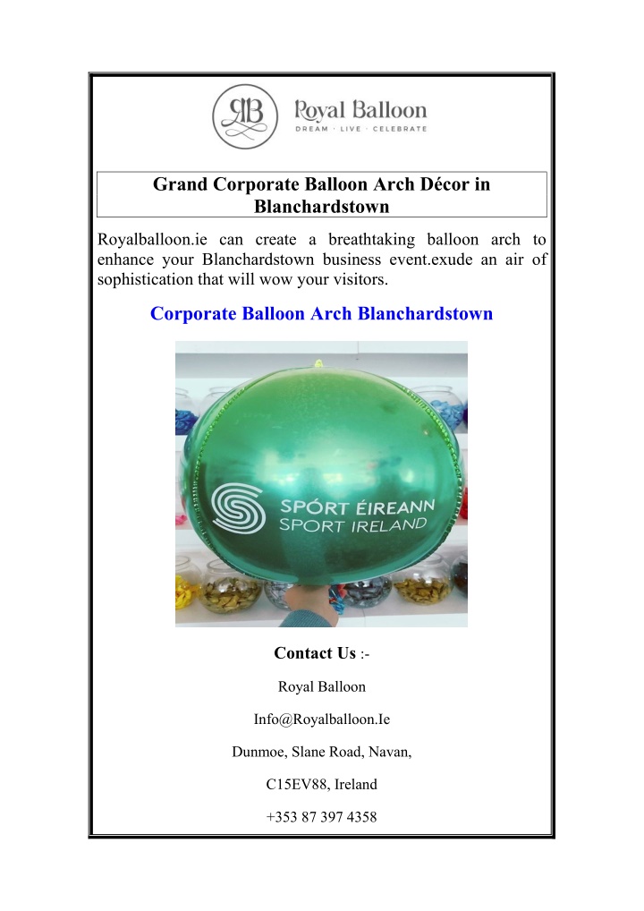 grand corporate balloon arch n.w