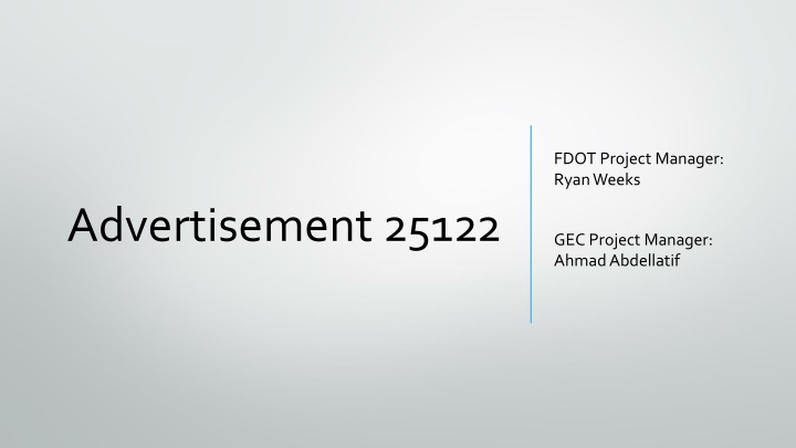 FDOT Project Manager Ryan Weeks - Safety Improvement Recommendations