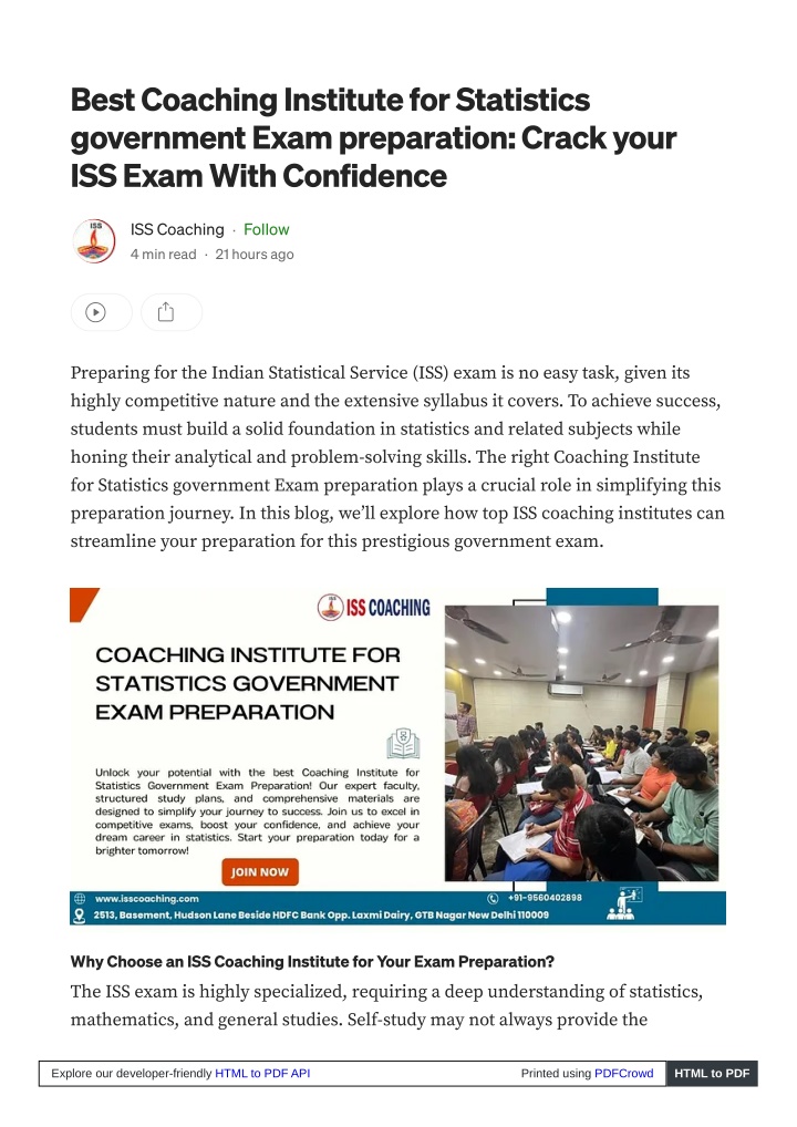 best coaching institute for statistics government n.w