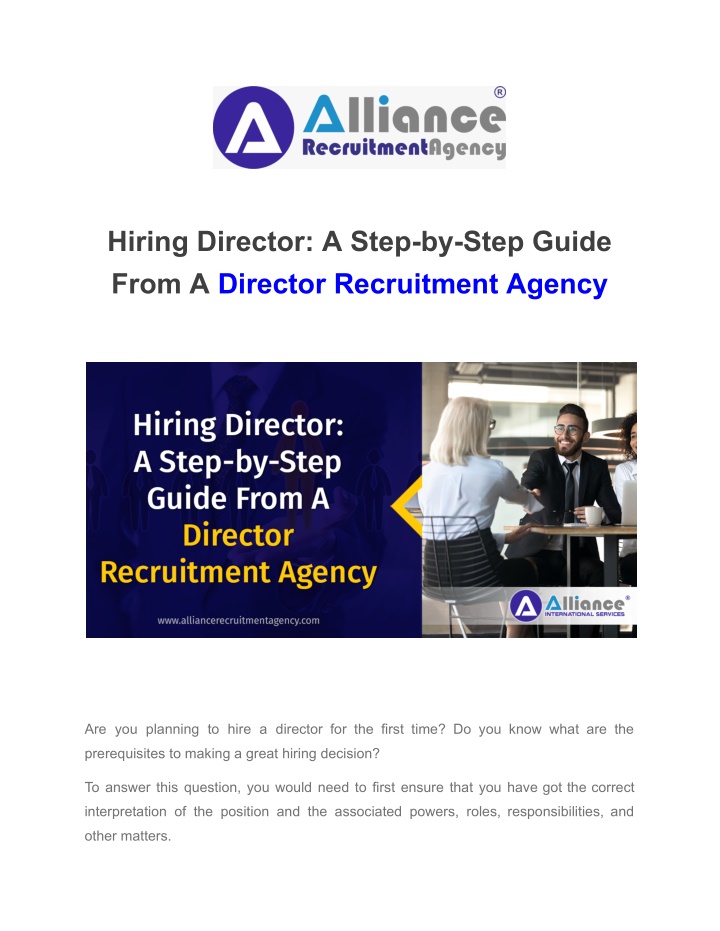 hiring director a step by step guide from n.w