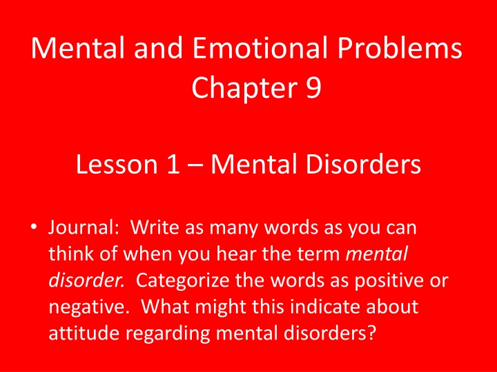Mental Disorders and Their Impact