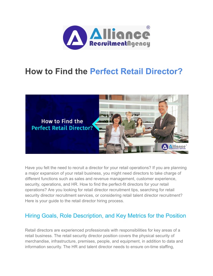 how to find the perfect retail director n.w
