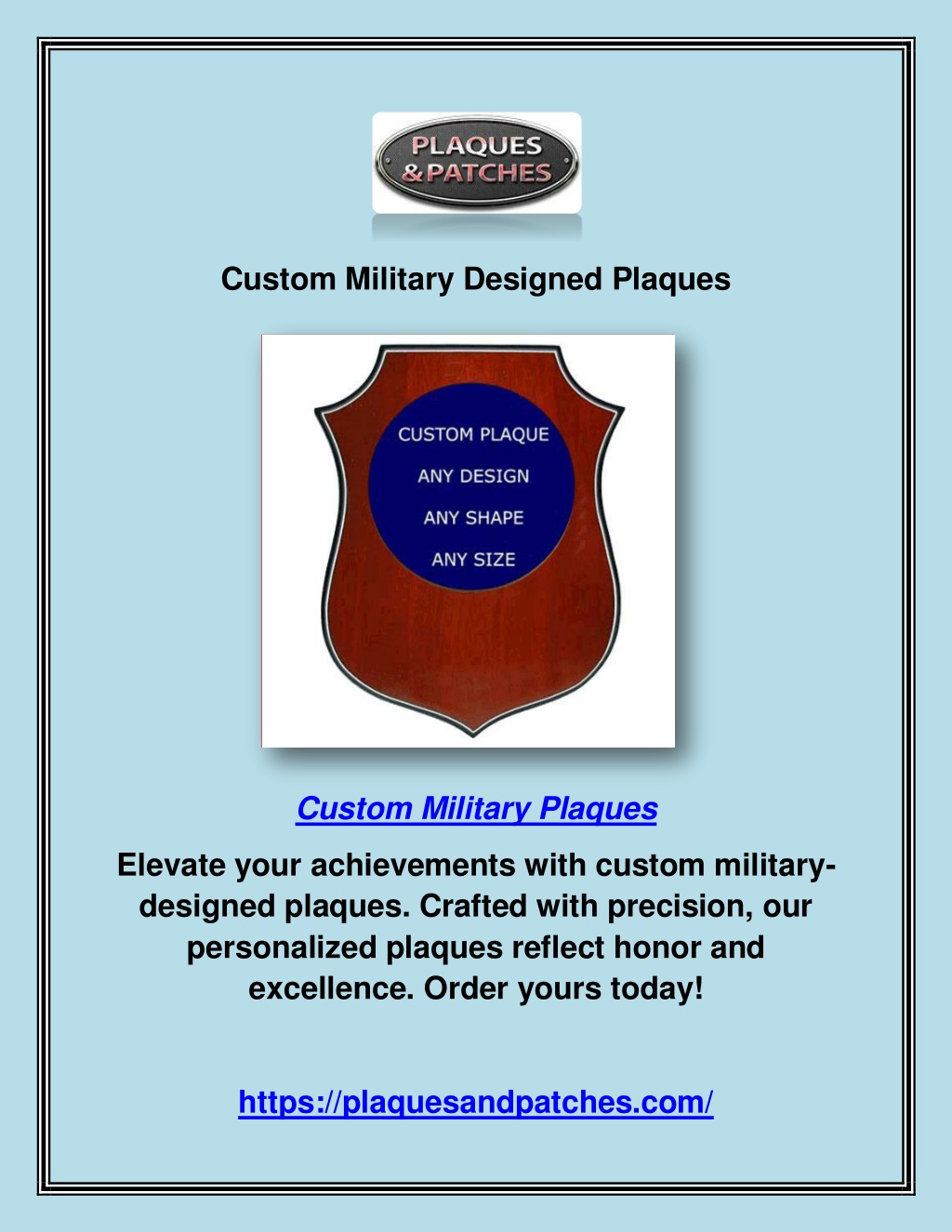 custom military designed plaques l.w