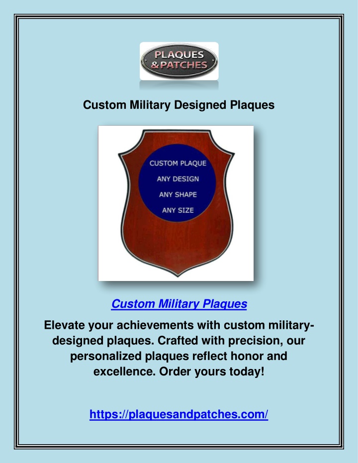 custom military designed plaques n.w