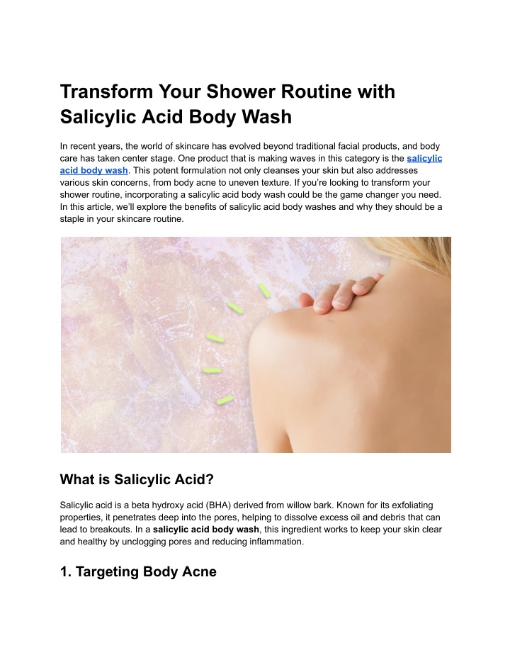 transform your shower routine with salicylic acid n.w