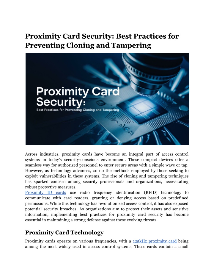proximity card security best practices n.w