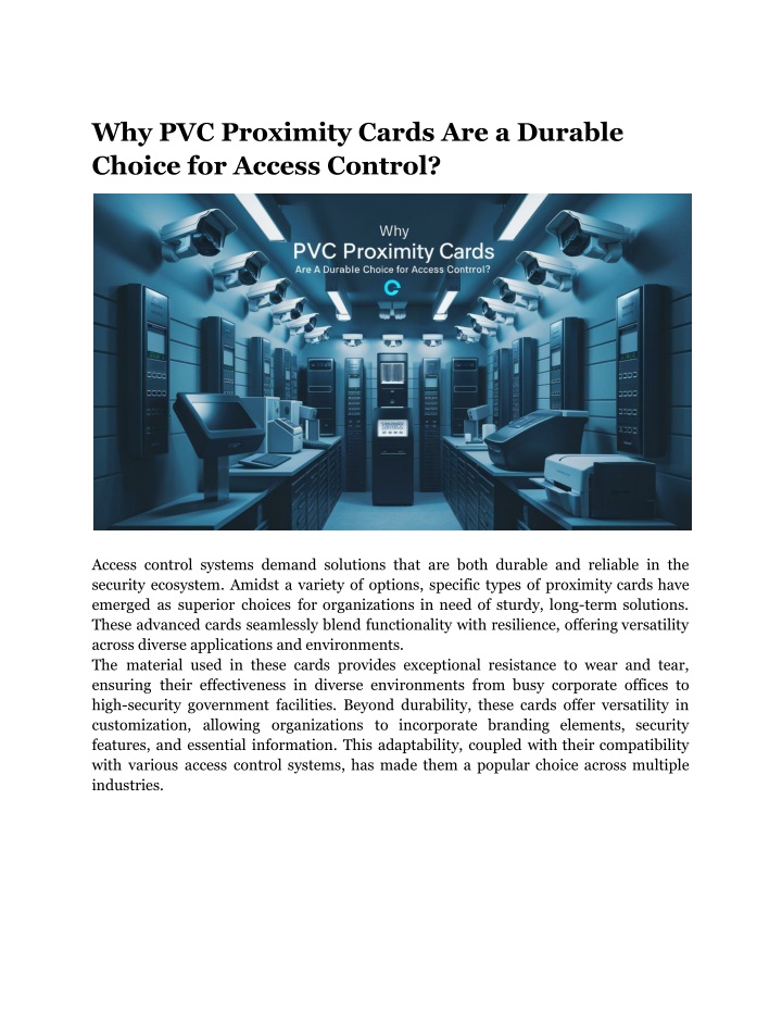 why pvc proximity cards are a durable choice n.w