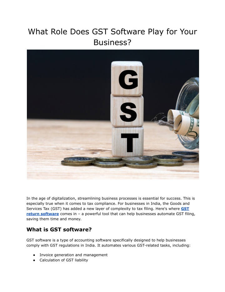 what role does gst software play for your business n.w