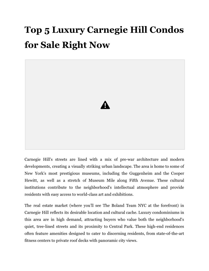 top 5 luxury carnegie hill condos n.w