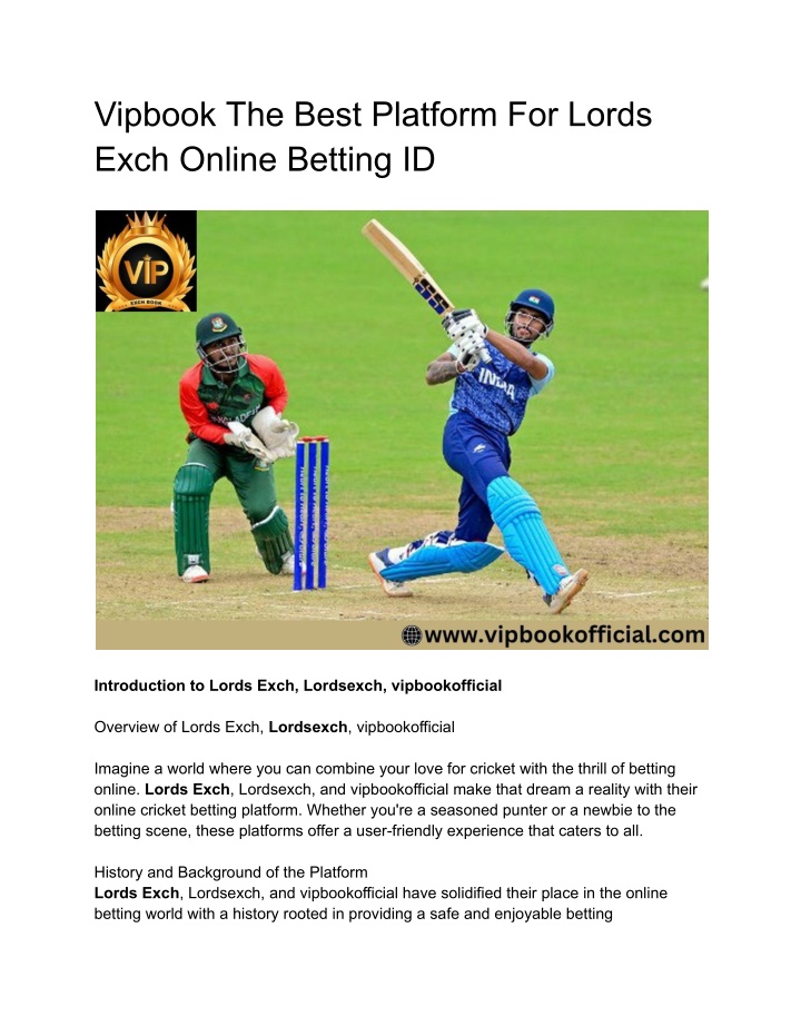 vipbook the best platform for lords exch online n.w