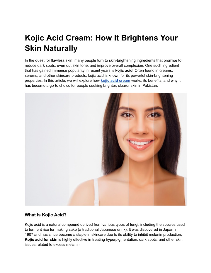 kojic acid cream how it brightens your skin n.w