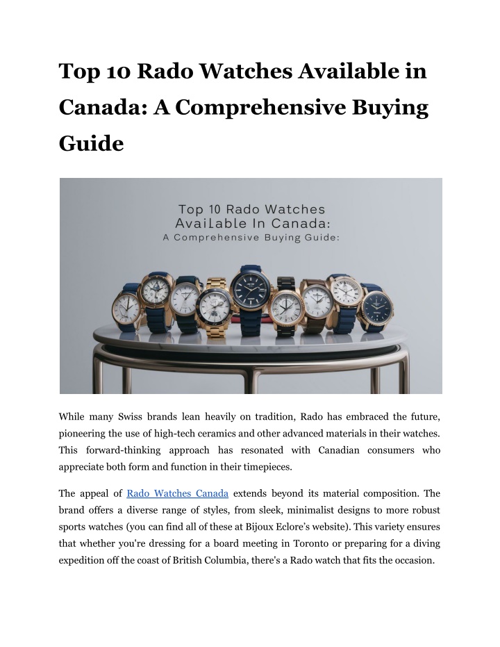 top 10 rado watches available in n.w