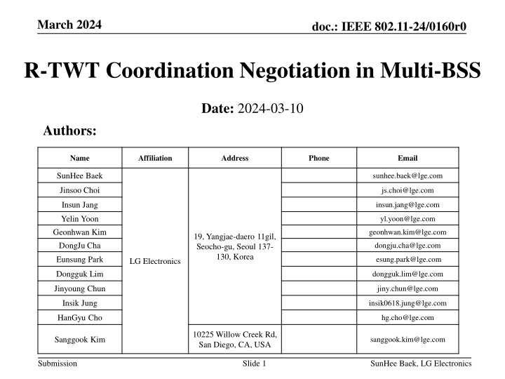 R-TWT Coordination Negotiation in Multi-BSS Networks