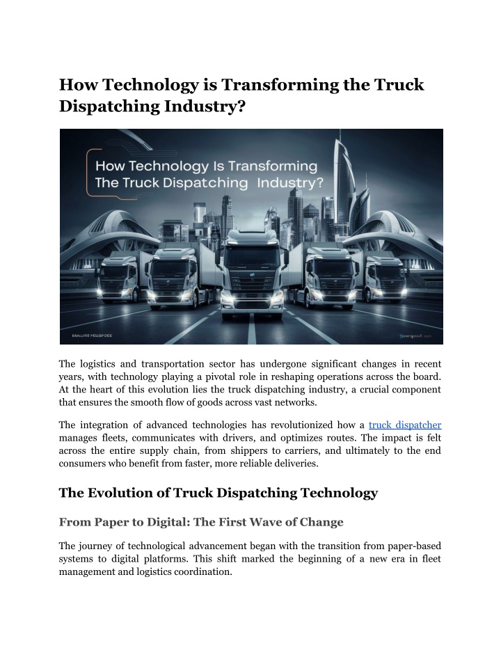how technology is transforming the truck n.w