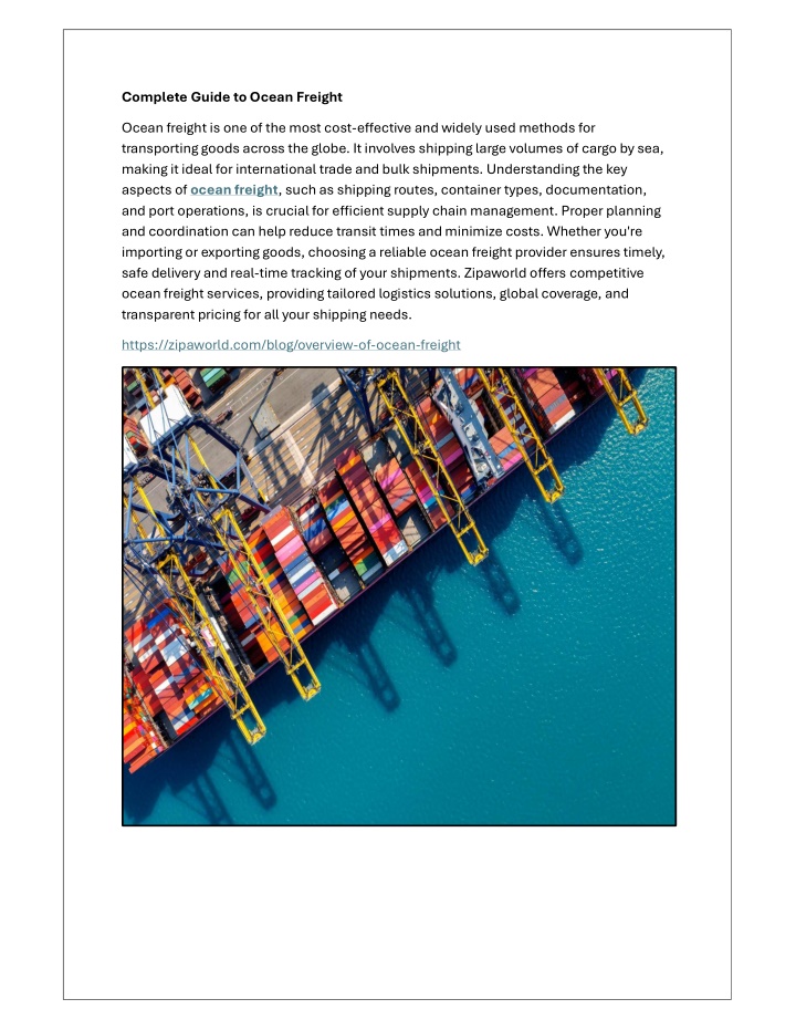 complete guide to ocean freight n.w