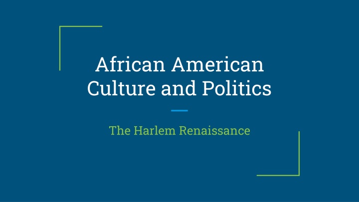 African American Culture and Politics: The Harlem Renaissance