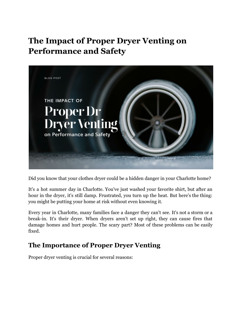 the impact of proper dryer venting on performance l.w