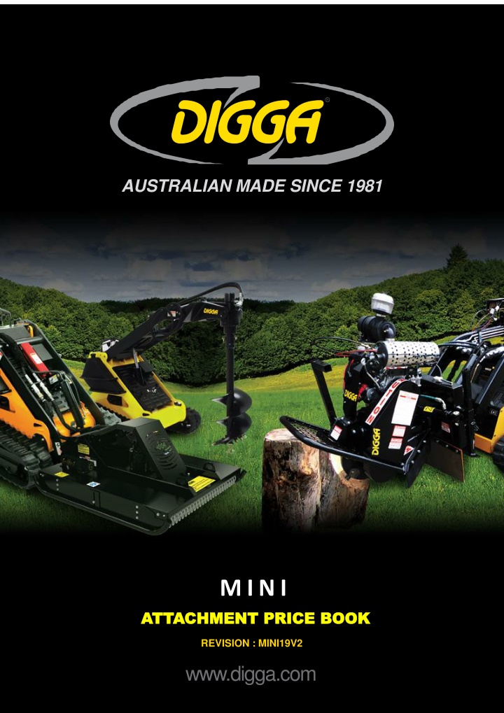 Digga Attachment Range - Mini Loader & Skid Steer Loader Attachments Price Book