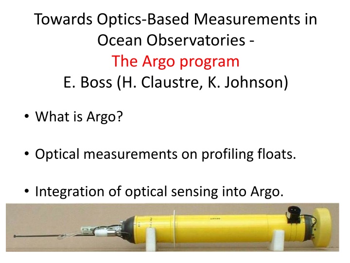 Advancements in Optical Measurements for Ocean Observatories: The Argo Program