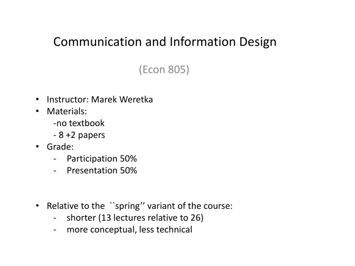 Communication and Information Design Course Overview
