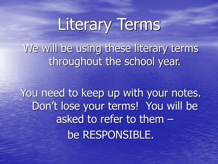 Literary Terms Guide for Academic Year