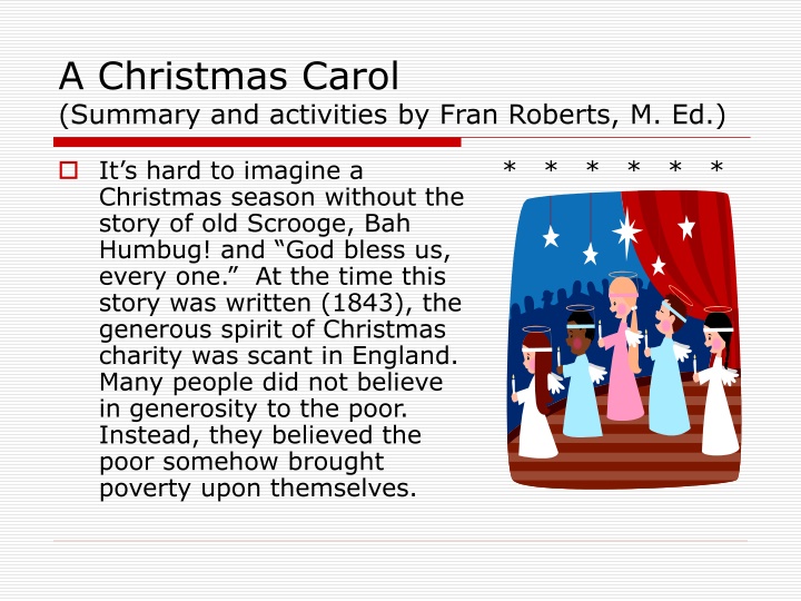 A Christmas Carol: Summary and Activities