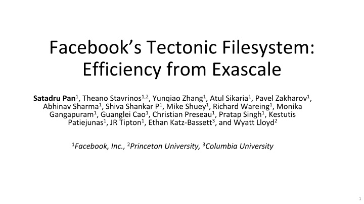 Efficiency of Facebook’s Tectonic Filesystem for Exabyte-Scale Storage