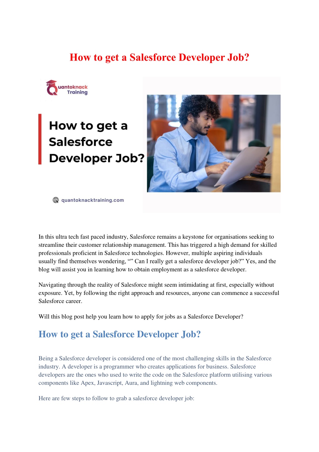 how to get a salesforce developer job l.w