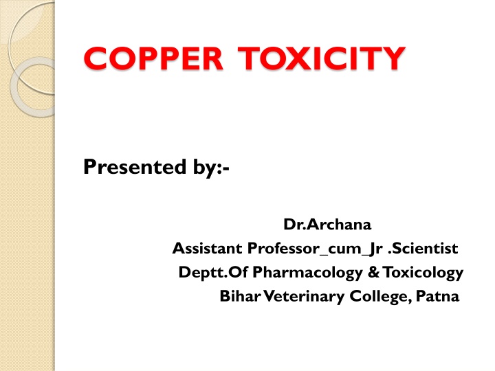 Copper Toxicity in Veterinary Science