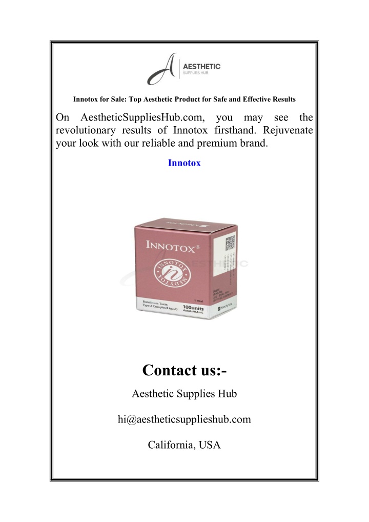 innotox for sale top aesthetic product for safe n.w
