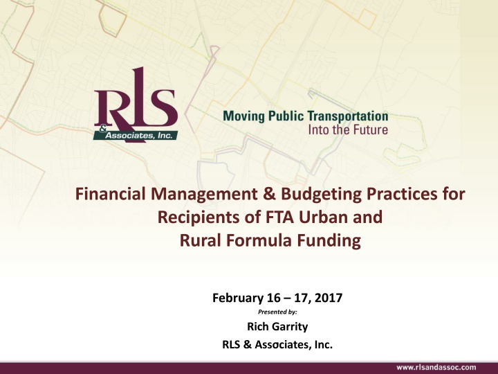 Financial Management & Budgeting Practices for FTA Formula Funding