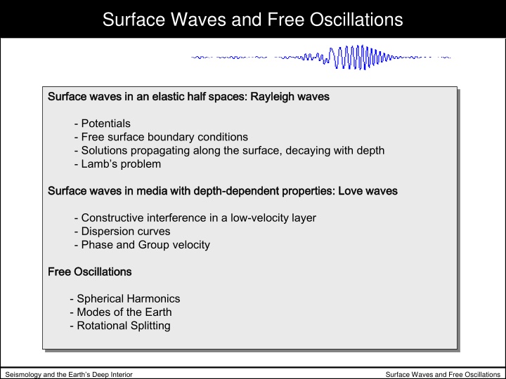 Surface Waves and Free Oscillations in Seismology