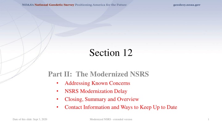 Addressing Delay in NSRS Modernization Efforts