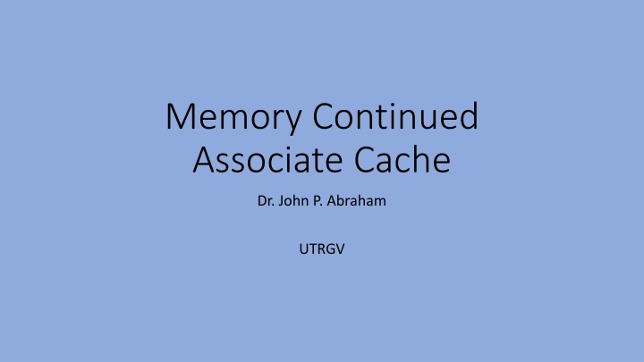 Cache Memory in Computer Systems