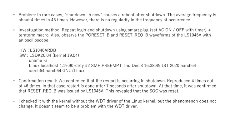 Troubleshooting Reboot Issue After Shutdown on LS1046ARDB Board