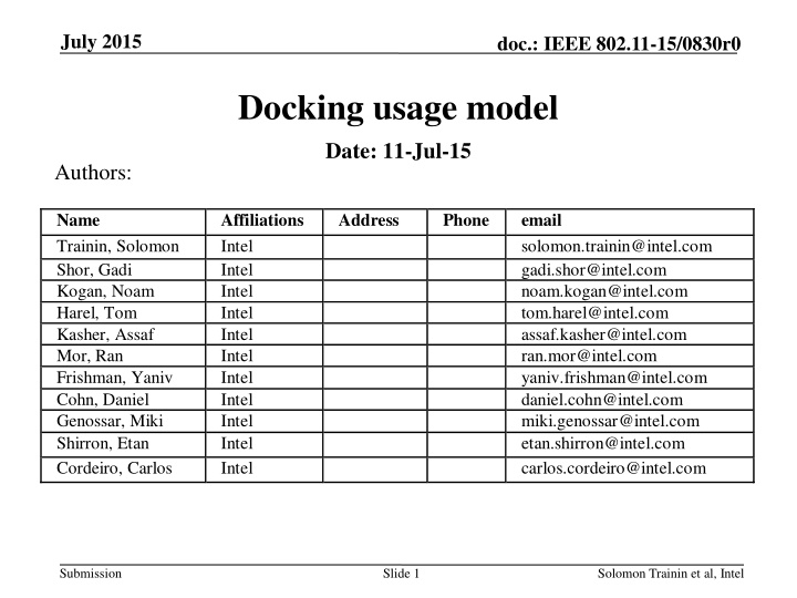 Wireless Office Docking Model for Multiple Devices