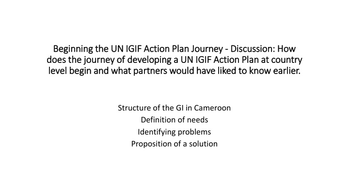 Development of UN-IGIF Action Plan in Cameroon: Addressing Geospatial Data Governance Challenges