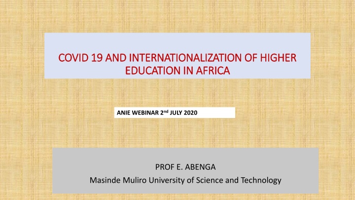 Internationalization of Higher Education in Africa Amid COVID-19 Challenges