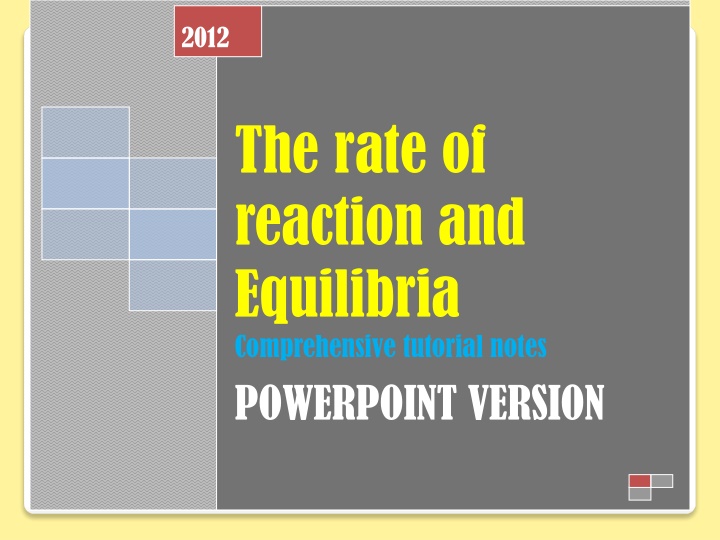 Chemical Kinetics: The Rate of Reaction and Equilibria