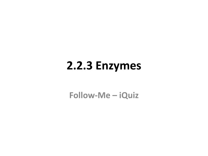 Metabolism: Enzymes and ATP