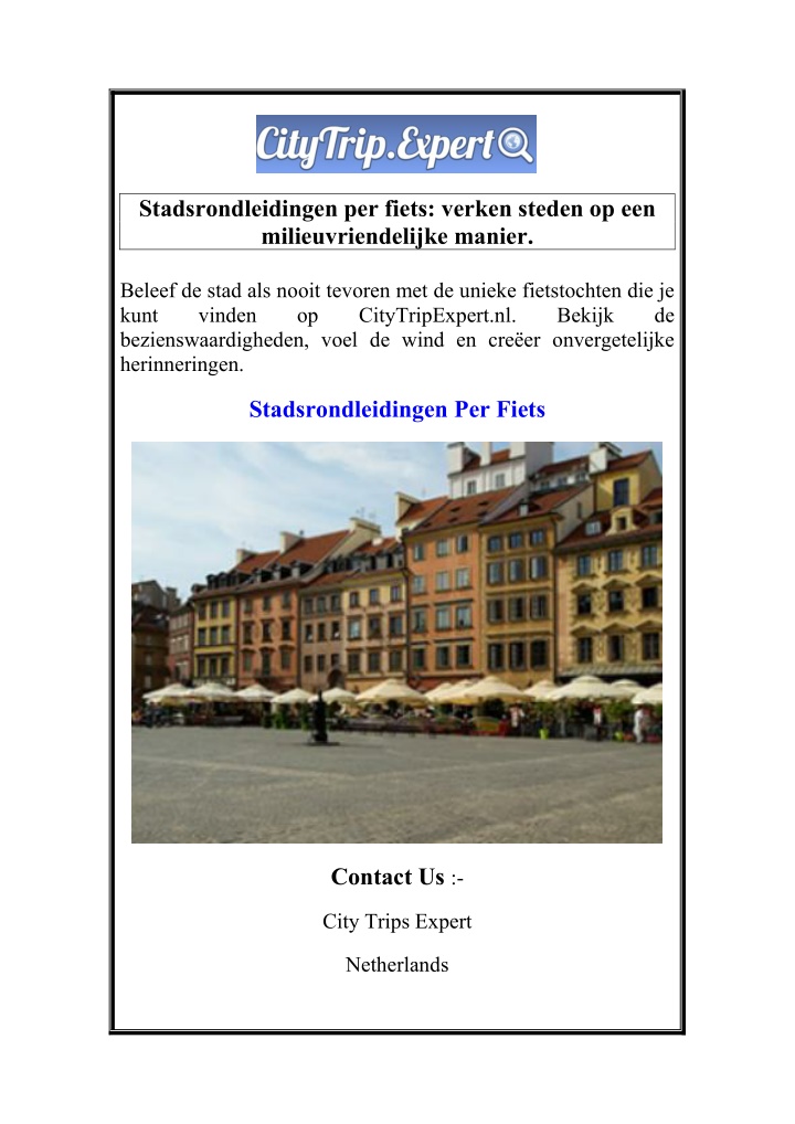 stadsrondleidingen per fiets verken steden n.w